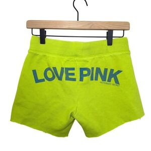 2005 Victoria Secret LOVE PINK Logo Dog Lime Green Sweat Shorts y2K Size XS